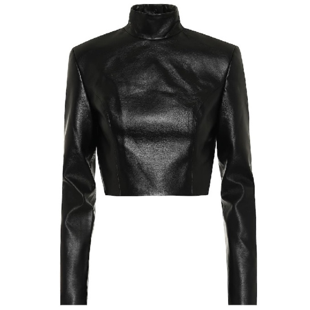 Material Faux Leather Turtleneck Crop top NWT